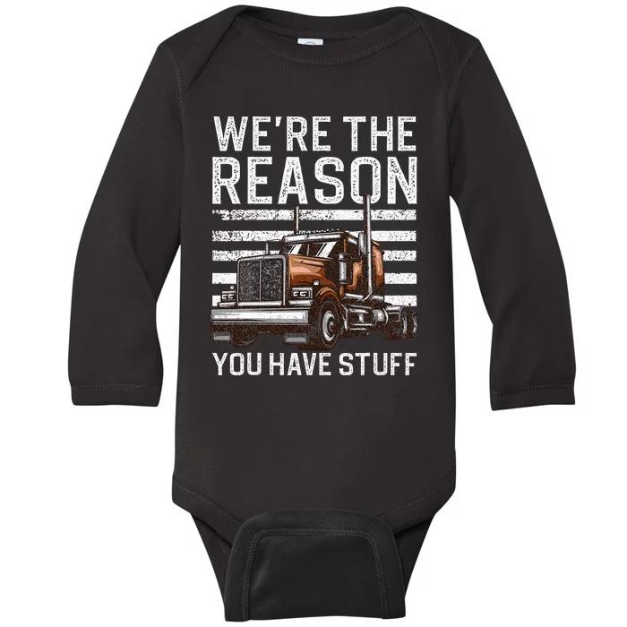 Funny Trucker Design For Wo Semi Truck Driver Lover Baby Long Sleeve Bodysuit