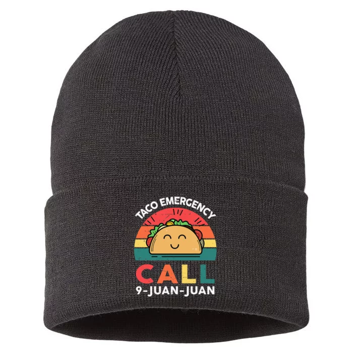 Funny Taco Emergency Call 9 Juan Juan Taco Tuesday Mexican Sustainable Knit Beanie