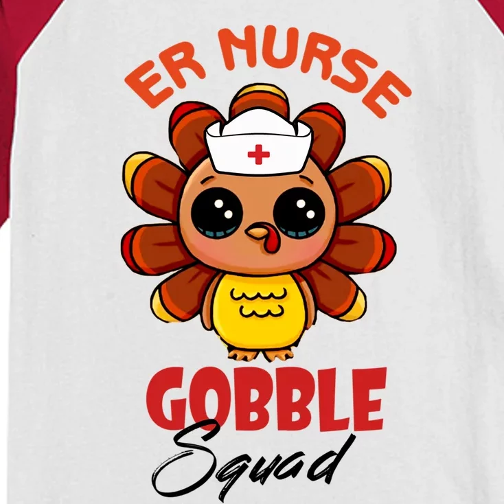 Funny Turkey Er Nurse Gobble Squad Thanksgiving Gift Kids Colorblock Raglan Jersey