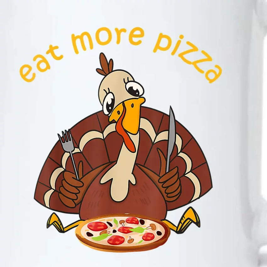 Funny Turkey Eat More Pizza Adult Thanksgiving Pajamas Black Color Changing Mug