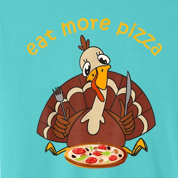 Funny Turkey Eat More Pizza Adult Thanksgiving Pajamas ChromaSoft Performance T-Shirt