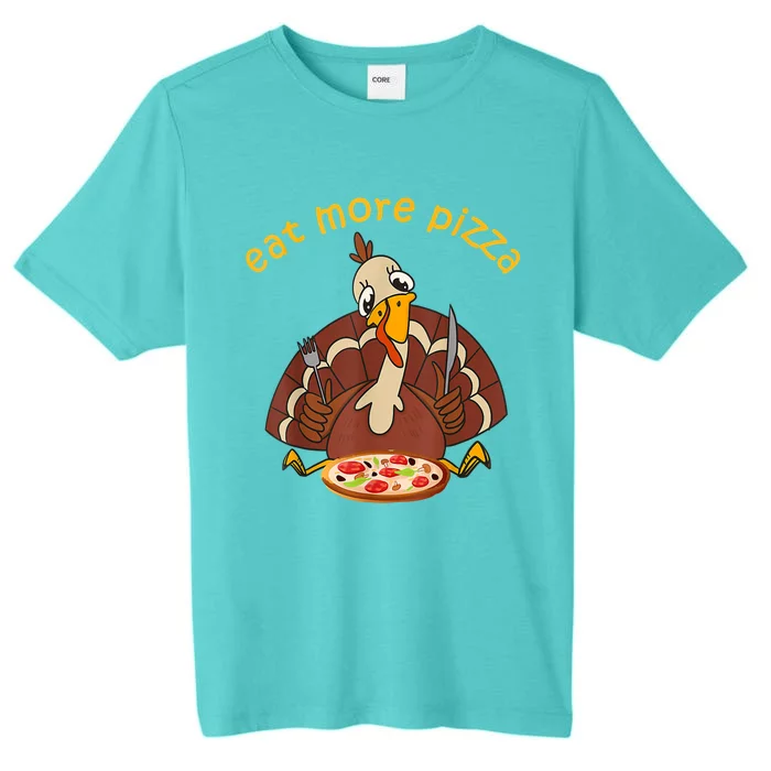 Funny Turkey Eat More Pizza Adult Thanksgiving Pajamas ChromaSoft Performance T-Shirt