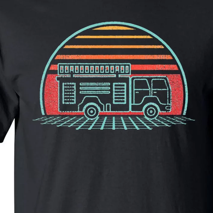 Fire Truck Engine Retro 80s Style Tall T-Shirt