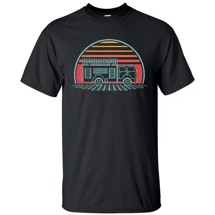 Fire Truck Engine Retro 80s Style Tall T-Shirt