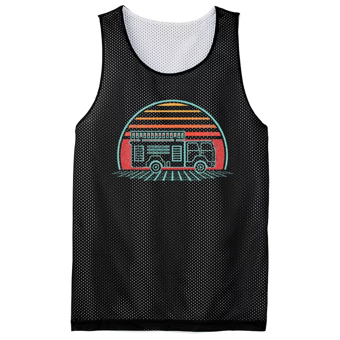 Fire Truck Engine Retro 80s Style Mesh Reversible Basketball Jersey Tank