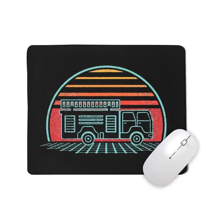 Fire Truck Engine Retro 80s Style Mousepad