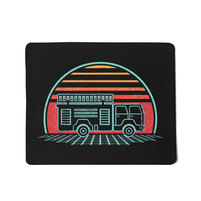 Fire Truck Engine Retro 80s Style Mousepad