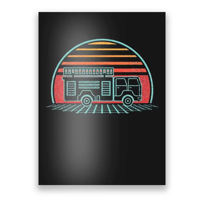 Fire Truck Engine Retro 80s Style Poster