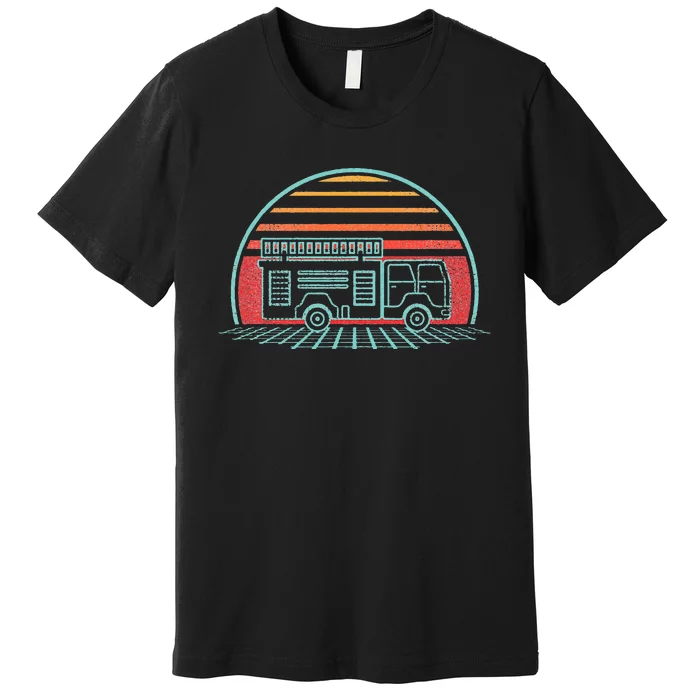 Fire Truck Engine Retro 80s Style Premium T-Shirt