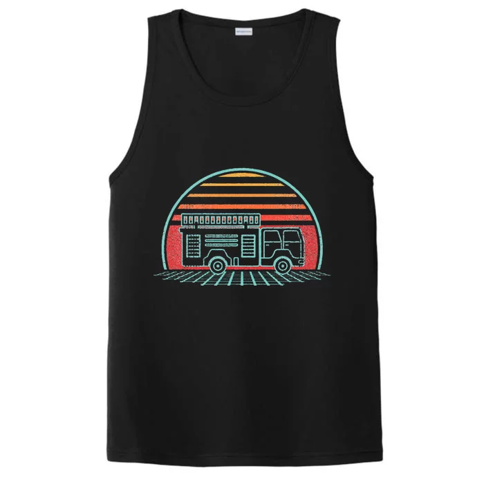 Fire Truck Engine Retro 80s Style Performance Tank