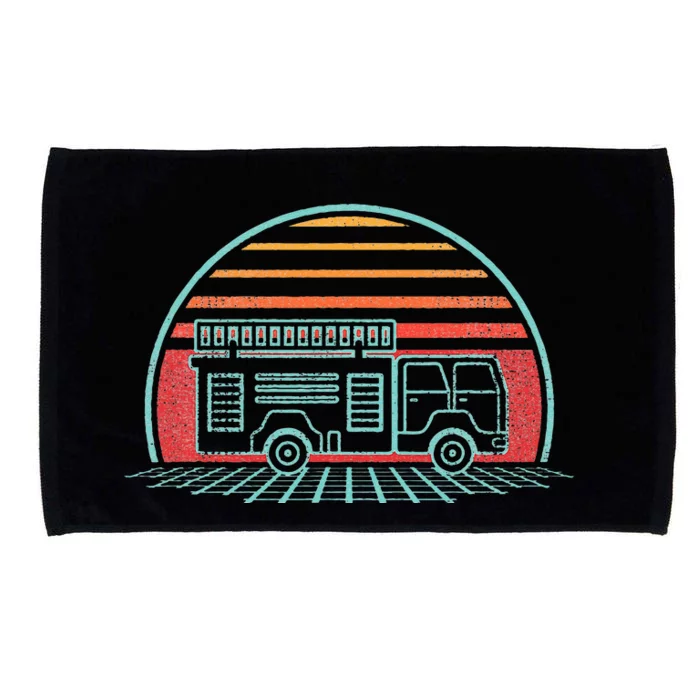 Fire Truck Engine Retro 80s Style Microfiber Hand Towel