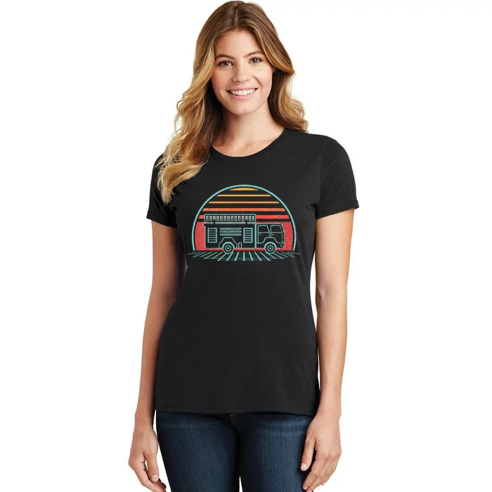 Fire Truck Engine Retro 80s Style Women's T-Shirt