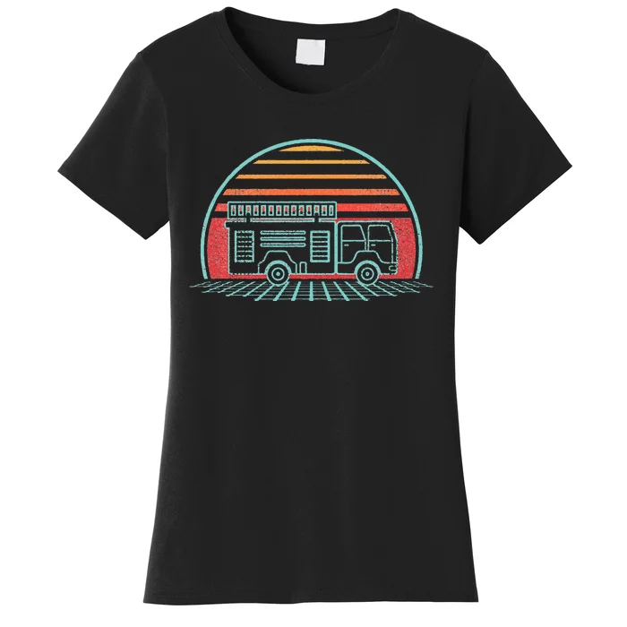 Fire Truck Engine Retro 80s Style Women's T-Shirt