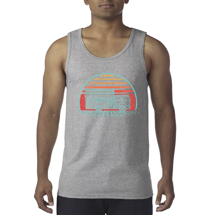 Fire Truck Engine Retro 80s Style Tank Top