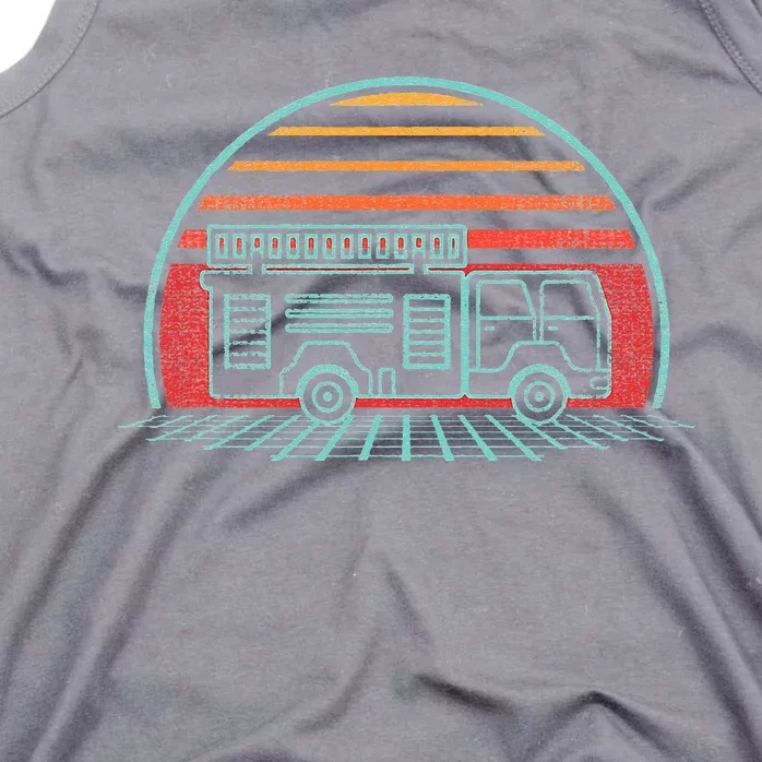 Fire Truck Engine Retro 80s Style Tank Top