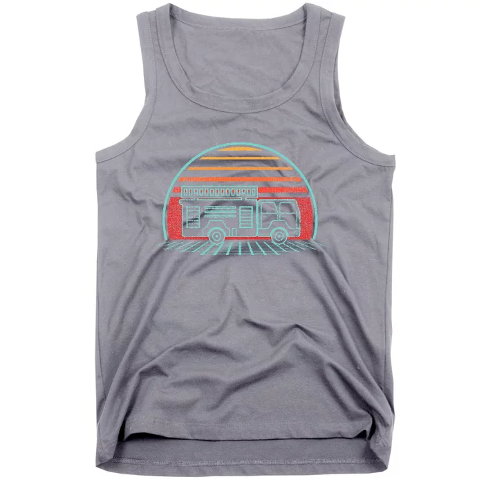 Fire Truck Engine Retro 80s Style Tank Top