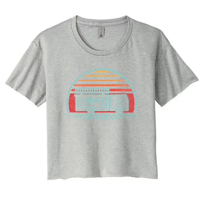 Fire Truck Engine Retro 80s Style Women's Crop Top Tee