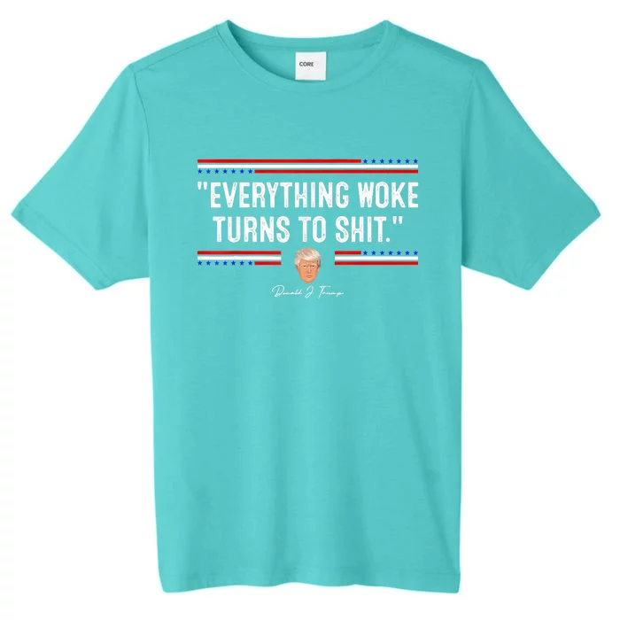 Funny Trump Everything Woke Turns To Shit Meme Shirt Political ChromaSoft Performance T-Shirt