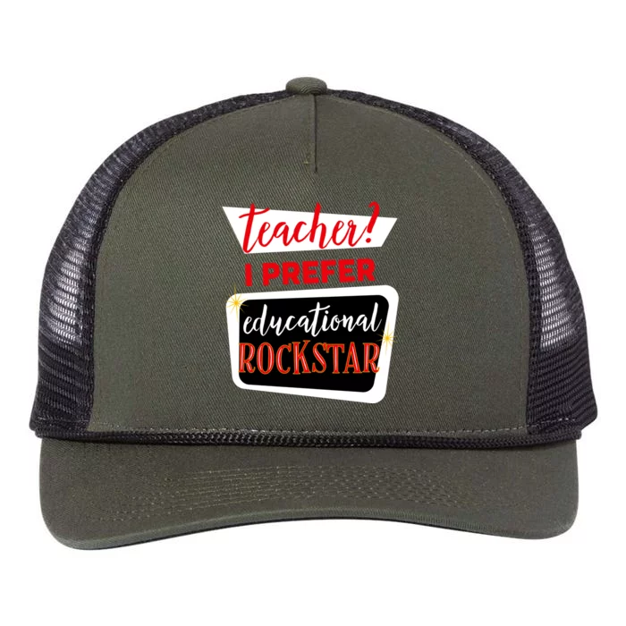 Funny Teacher Educational Rockstar Teaching Back To School Cool Gift Retro Rope Trucker Hat Cap