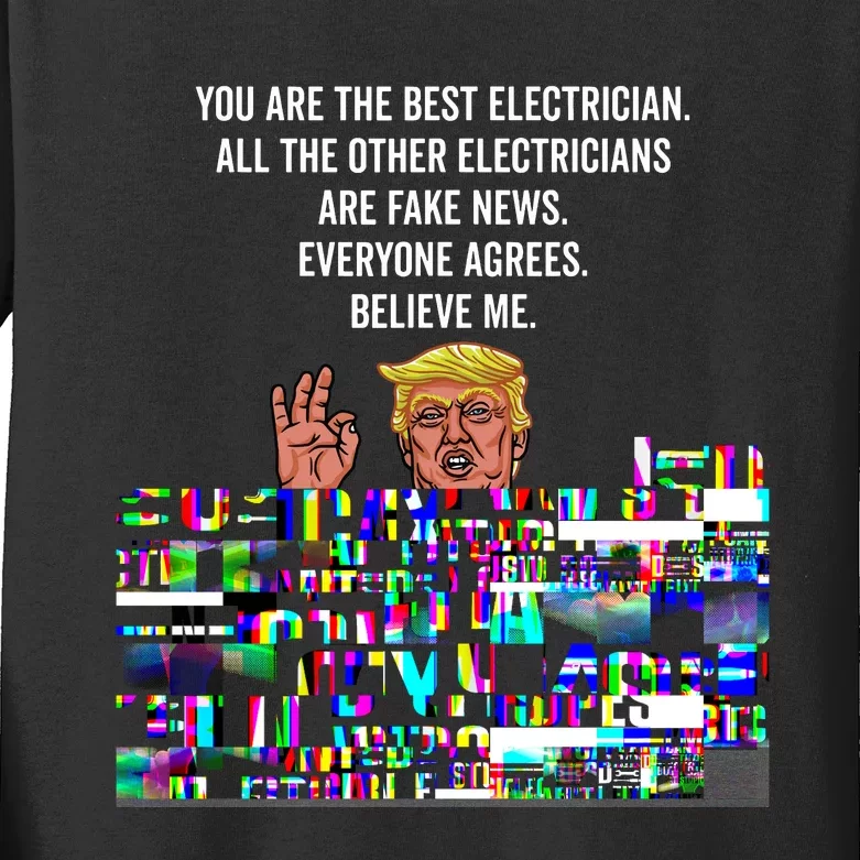 Funny Trump Electrician Lineman Kids Long Sleeve Shirt