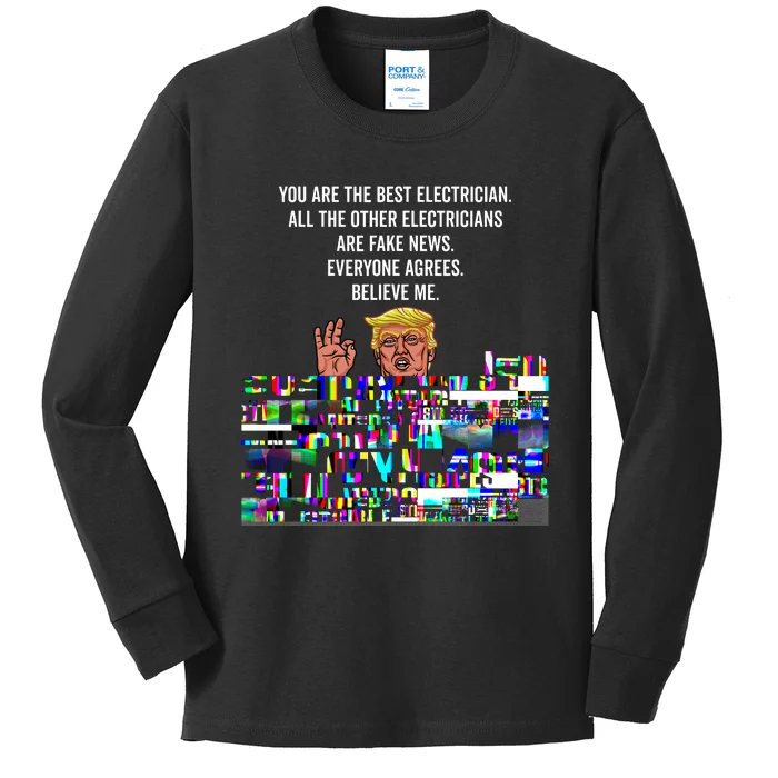 Funny Trump Electrician Lineman Kids Long Sleeve Shirt