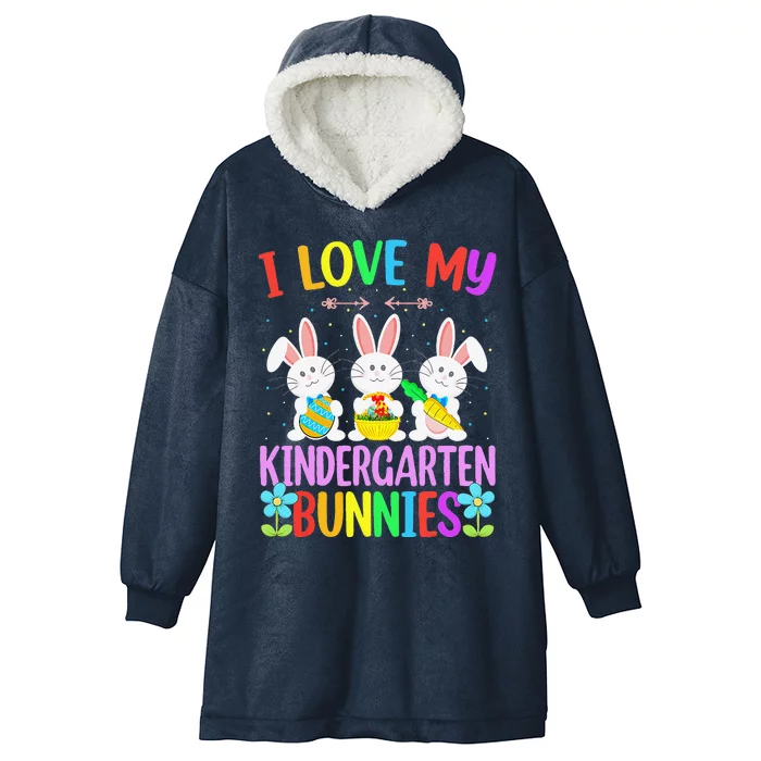 Funny Teacher Easter Day I Love My Kindergarten Bunnies Eggs Hooded Wearable Blanket