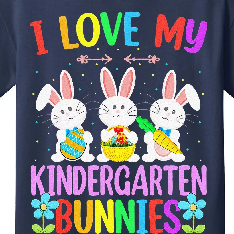 Funny Teacher Easter Day I Love My Kindergarten Bunnies Eggs Kids T-Shirt