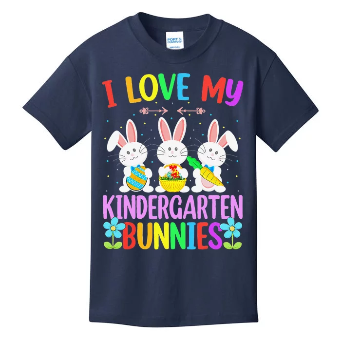 Funny Teacher Easter Day I Love My Kindergarten Bunnies Eggs Kids T-Shirt