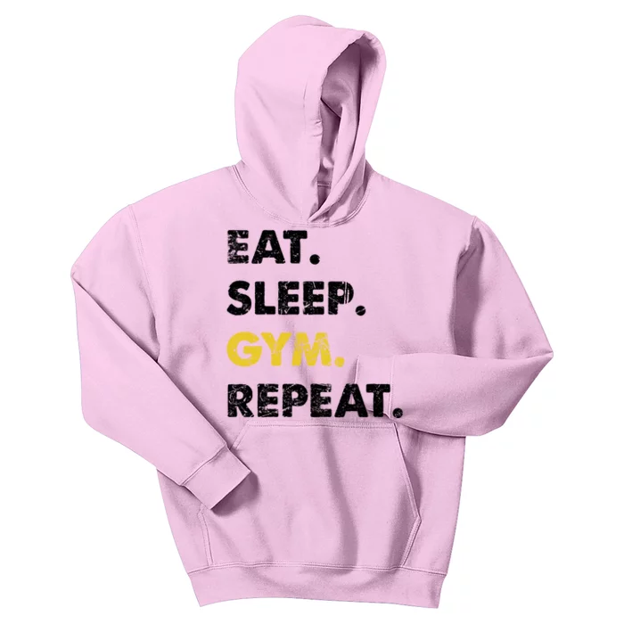 Fitness Training Eat Sleep Gym Repeat Meaningful Gift Kids Hoodie