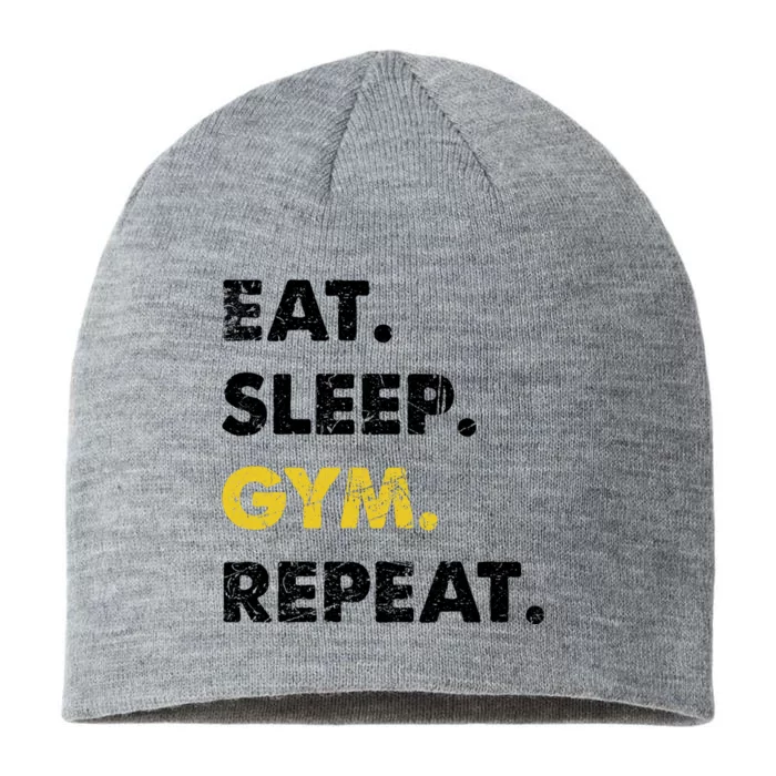 Fitness Training Eat Sleep Gym Repeat Meaningful Gift 8 1/2in Sustainable Knit Beanie