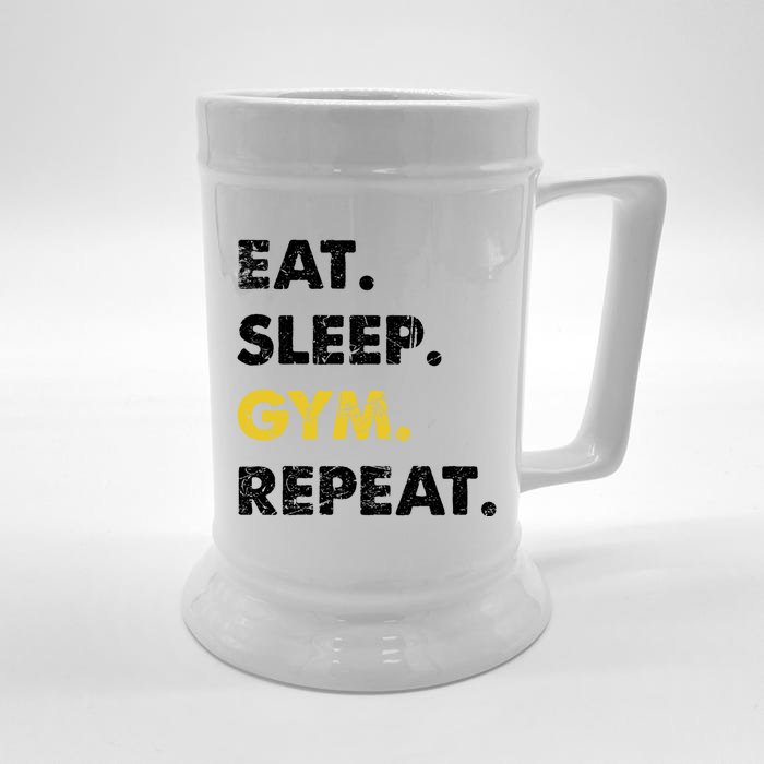 Fitness Training Eat Sleep Gym Repeat Meaningful Gift Front & Back Beer Stein