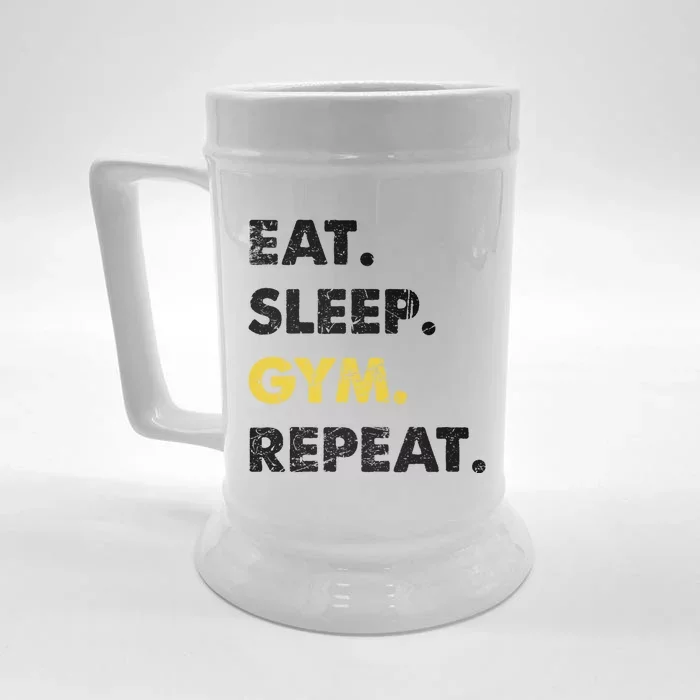 Fitness Training Eat Sleep Gym Repeat Meaningful Gift Front & Back Beer Stein