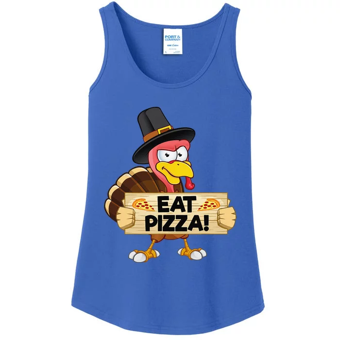 Funny Turkey Eat Pizza Vegan Funny Thanksgiving Ladies Essential Tank