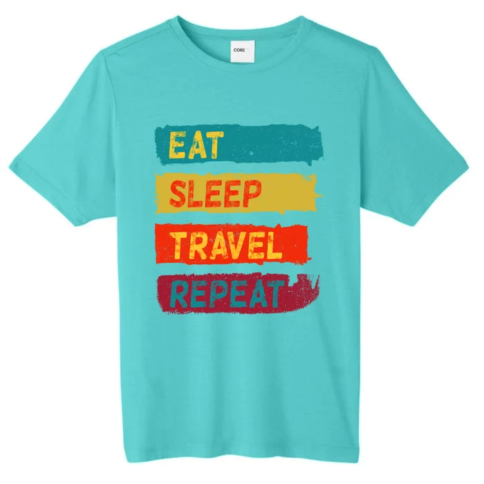 Funny Travel Enthusiast Eat Sleep Travel Repeat Gift ChromaSoft Performance T-Shirt