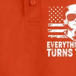 Funny Trump Everything Woke Turns To Shit Distressed USA American Flag Dry Zone Grid Performance Polo