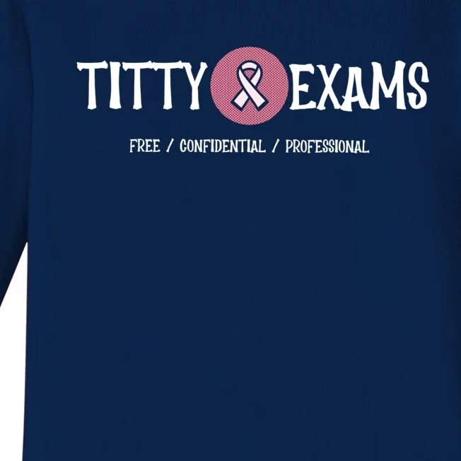 Funny Titty Exams Save The Tatas Breast Cancer Awareness Gift Baby Long Sleeve Bodysuit