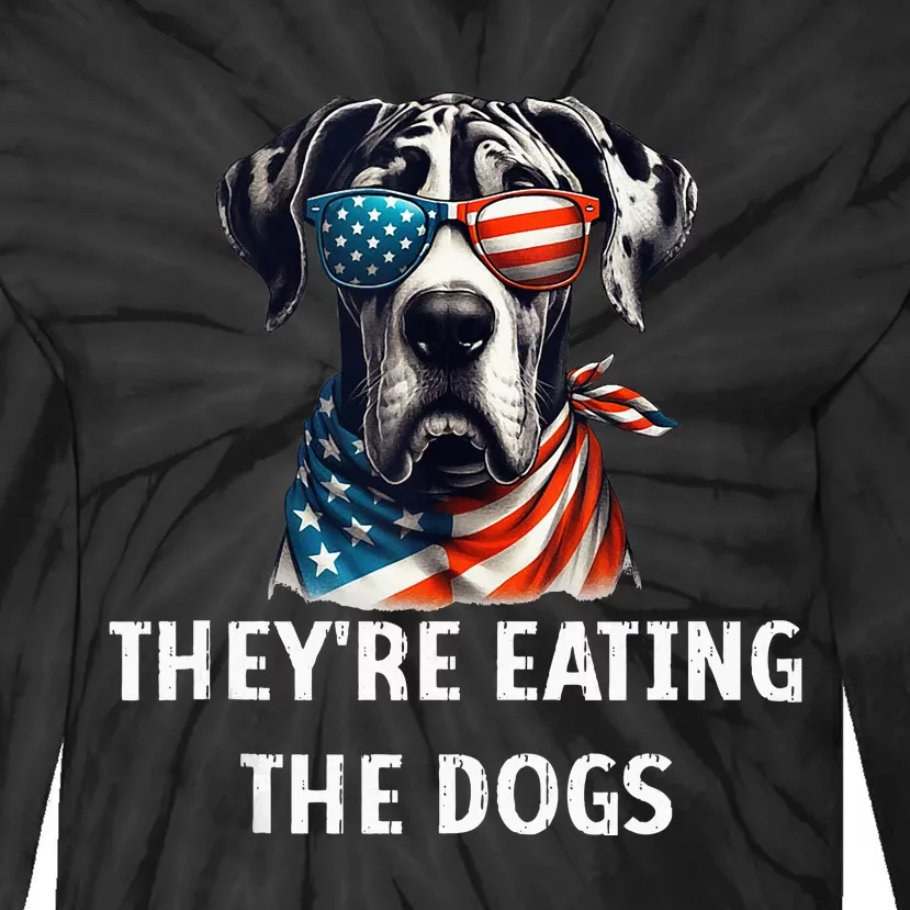 Funny TheyRe Eating The Dogs America Election Trump 2024 Tie-Dye Long Sleeve Shirt