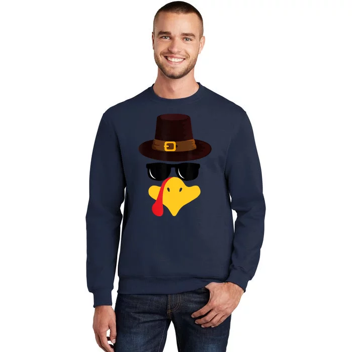 Funny Turkey Face Matching Family Thanksgiving Pilgrim Party Sweatshirt