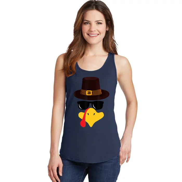 Funny Turkey Face Matching Family Thanksgiving Pilgrim Party Ladies Essential Tank