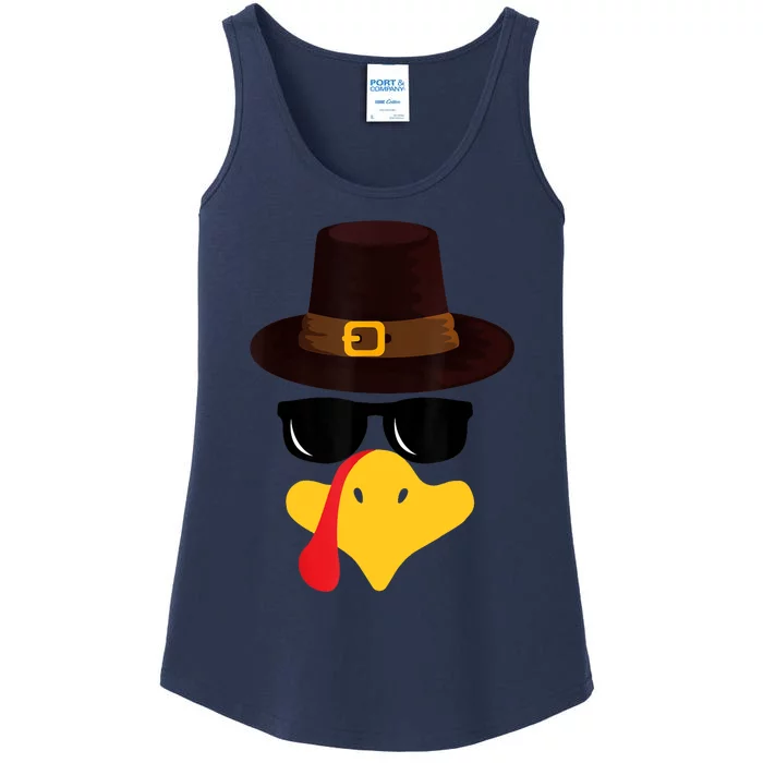 Funny Turkey Face Matching Family Thanksgiving Pilgrim Party Ladies Essential Tank