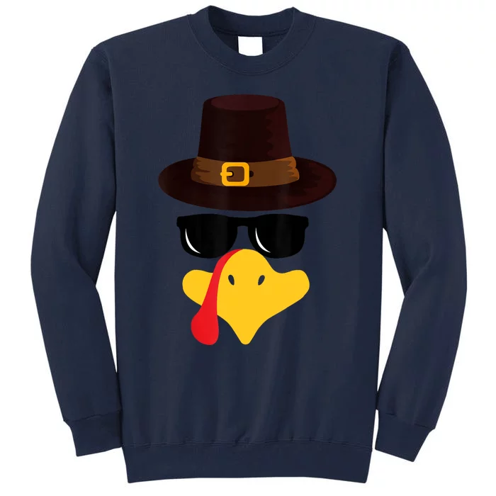 Funny Turkey Face Matching Family Thanksgiving Pilgrim Party Tall Sweatshirt