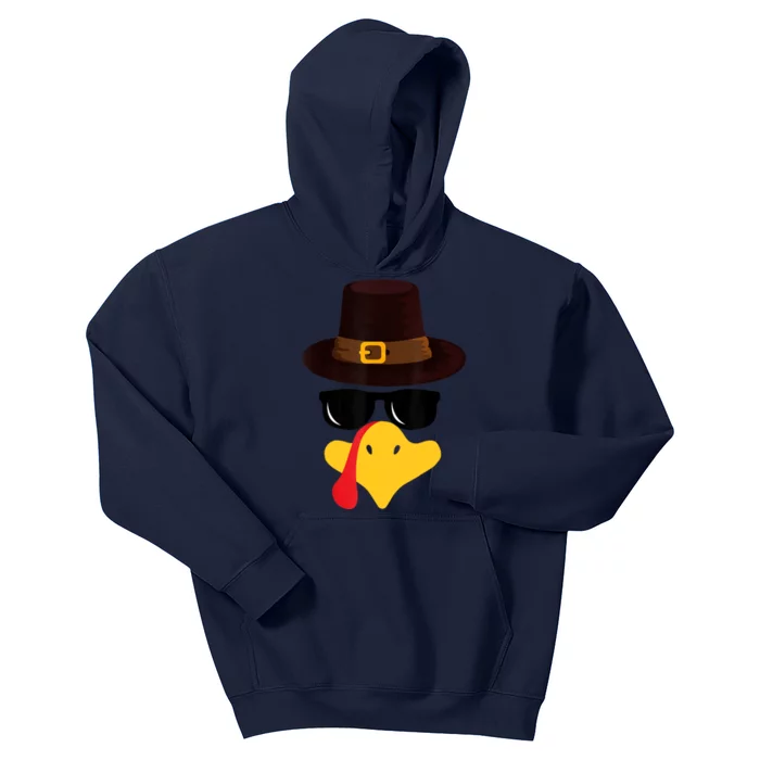 Funny Turkey Face Matching Family Thanksgiving Pilgrim Party Kids Hoodie