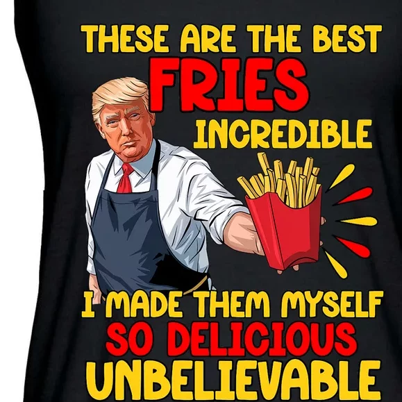 Funny Trump Fast Food Humor Fries Election 2024 Burgers Ladies Essential Flowy Tank