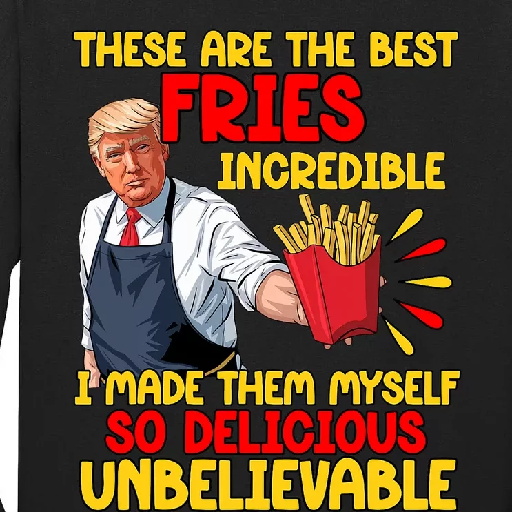 Funny Trump Fast Food Humor Fries Election 2024 Burgers Tall Long Sleeve T-Shirt