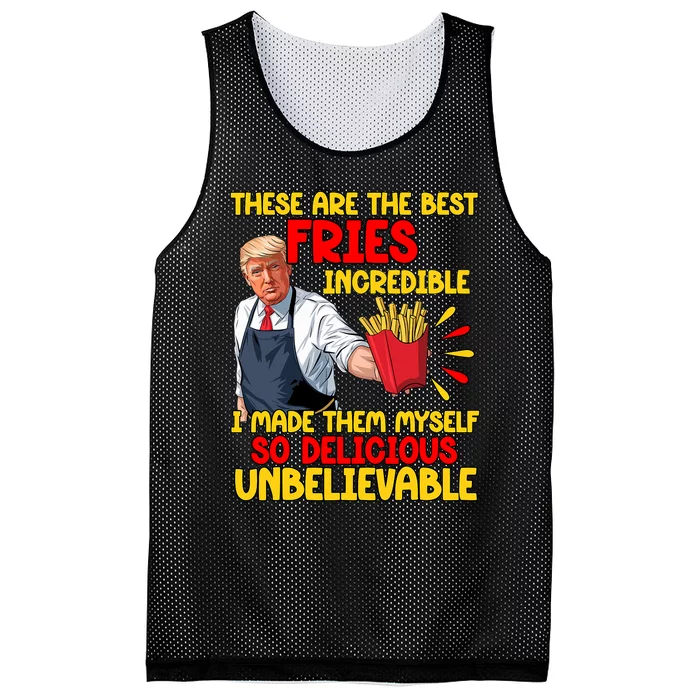 Funny Trump Fast Food Humor Fries Election 2024 Burgers Mesh Reversible Basketball Jersey Tank