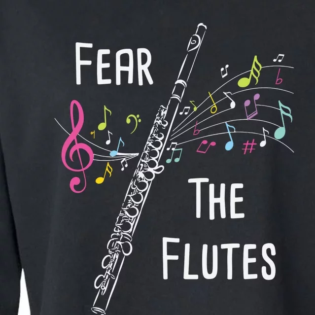 Fear The Flutes Flute Player Flutist Marching Band Music Cropped Pullover Crew