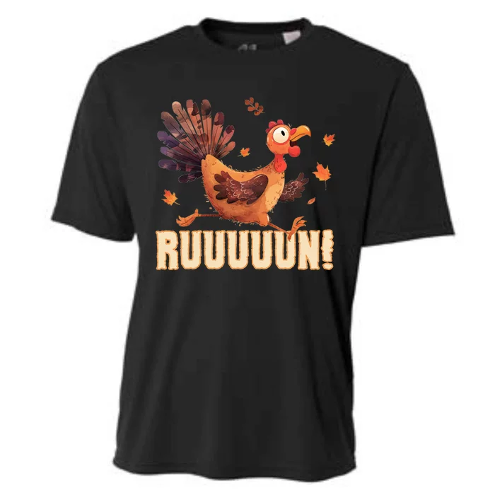 Funny Turkey Fun Run Thanksgiving Footrace Trot Funny Gift Cooling Performance Crew T-Shirt