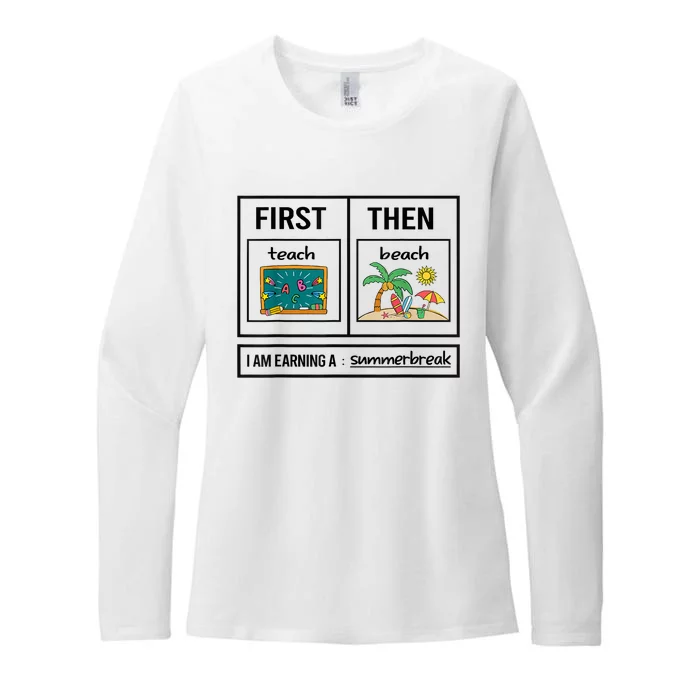 Funny Teacher First Teach Then Beach Summer Gift Womens CVC Long Sleeve Shirt