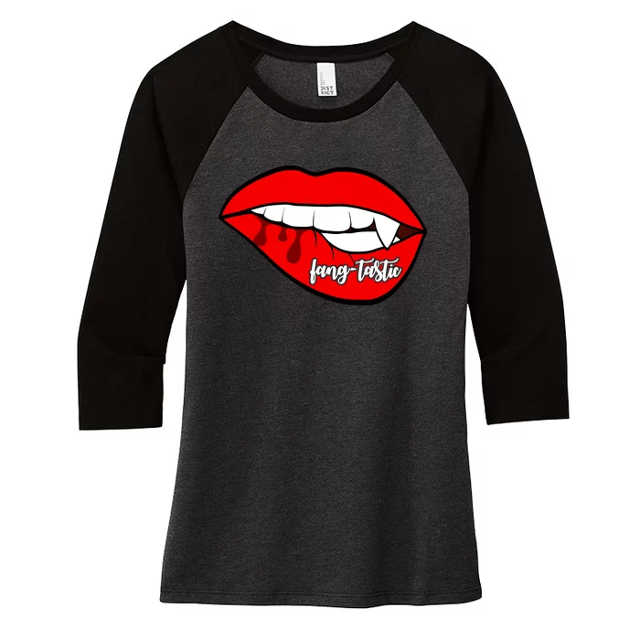 Fang Tastic Funny Vampire Lips Women's Tri-Blend 3/4-Sleeve Raglan Shirt