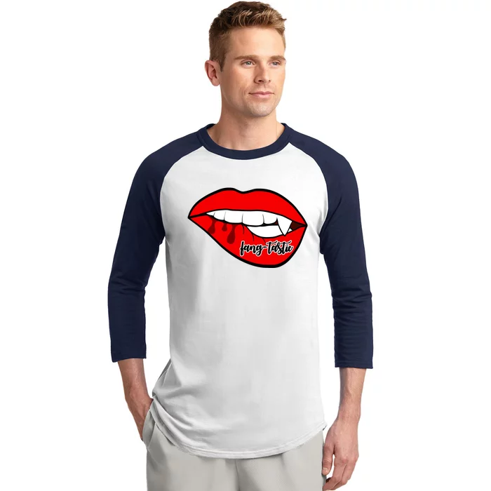 Fang Tastic Funny Vampire Lips Baseball Sleeve Shirt